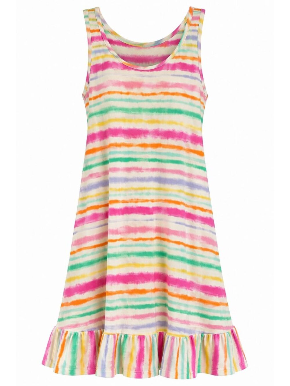 NWT Cuddl Duds Cotton Blend Sleeveless Short Sleep Chemise Sz L Ruffle Stripe